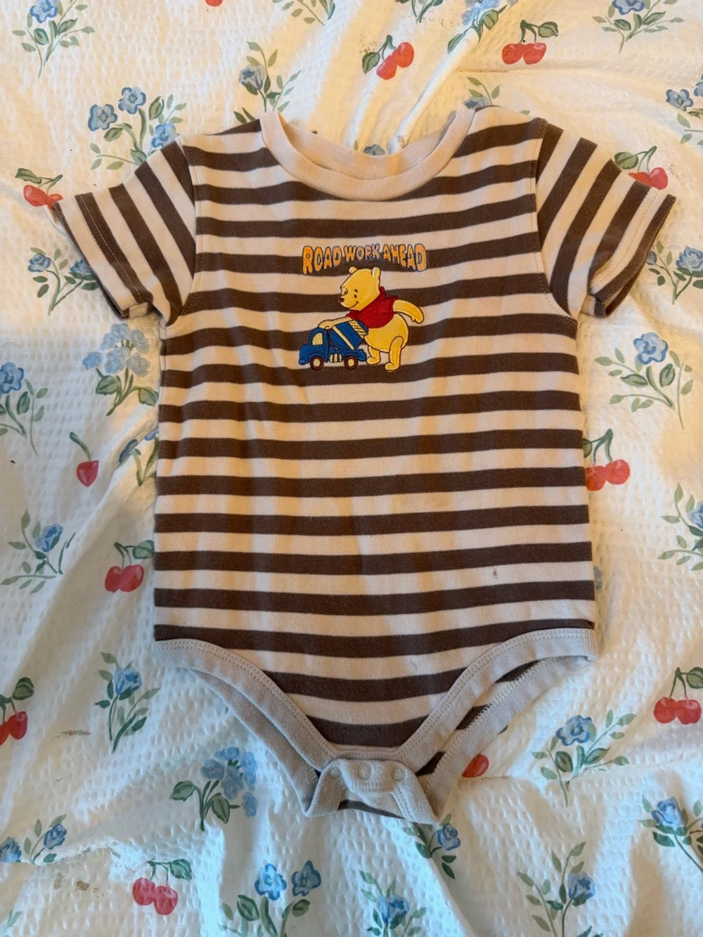 Disney Brown & Cream Striped Winnie the Pooh One-Piece Bodysuit